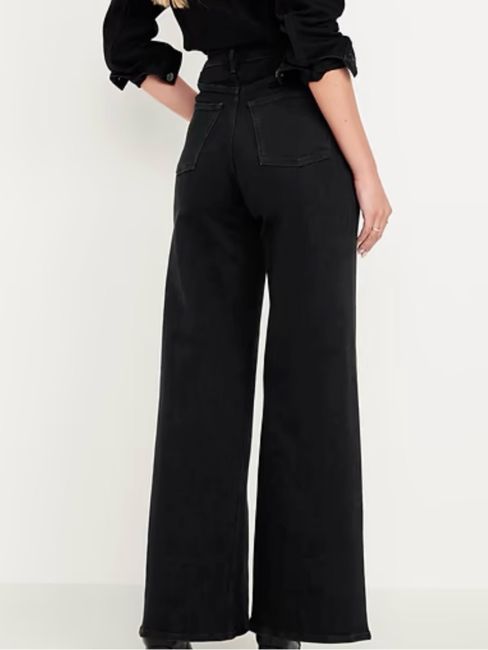 ZARA High-Rise Wide-Leg Black Jeans NWT
